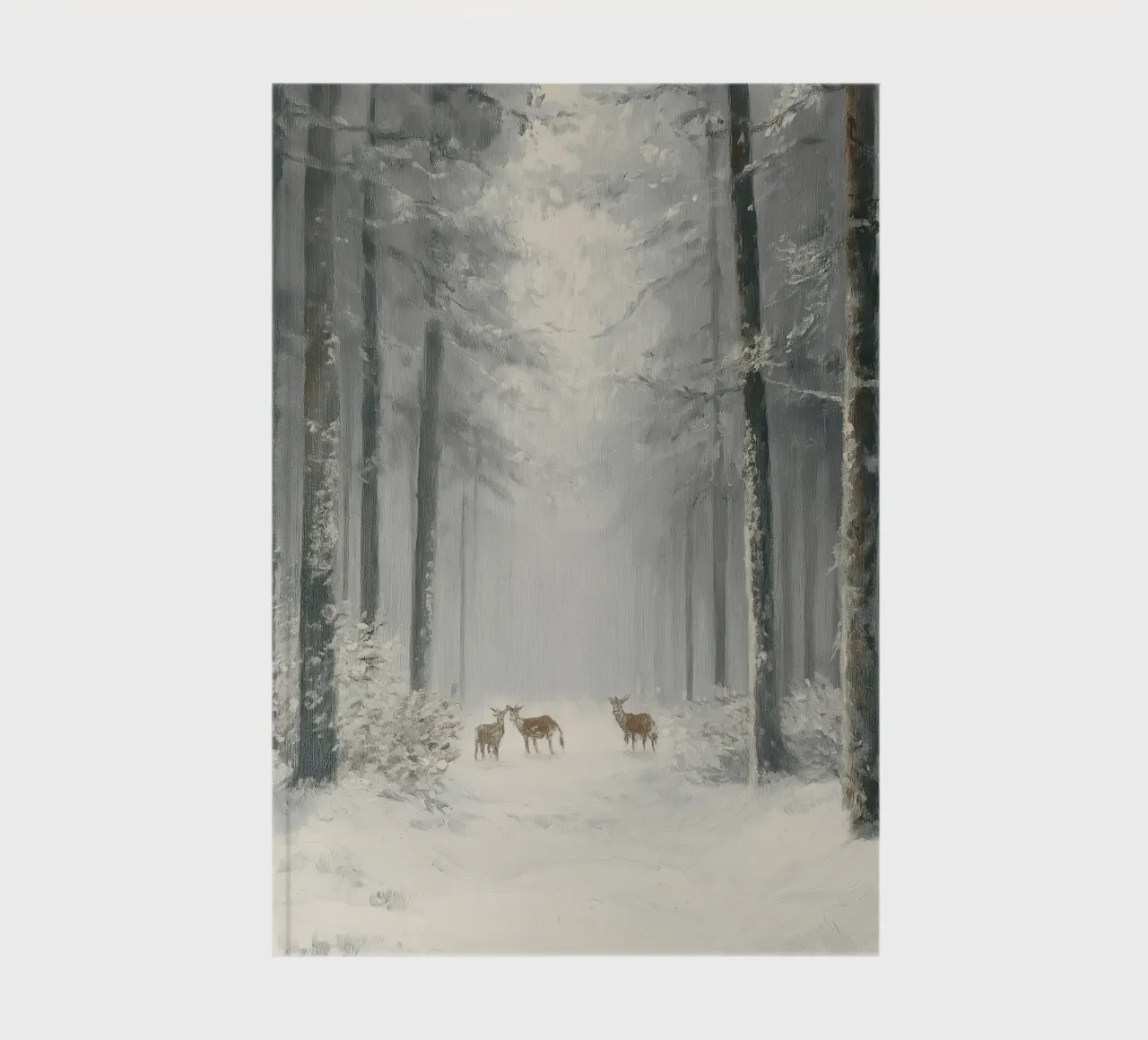 Foresta invernale con cervi nella neve diario da Cozy Vibes