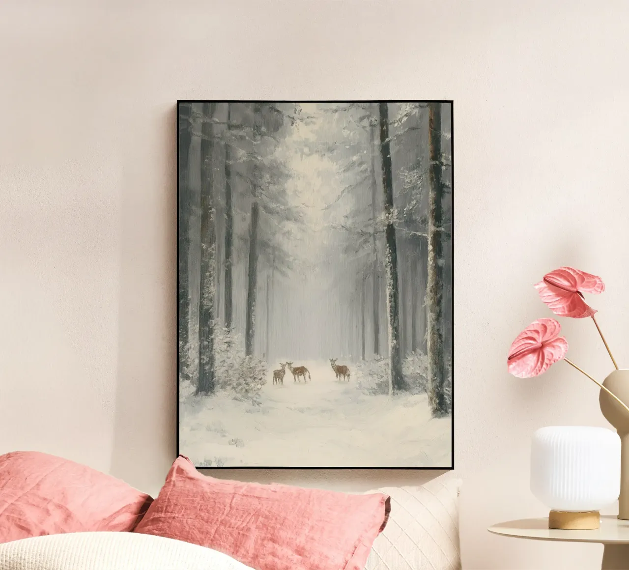 Foresta invernale con cervi nella neve plexiglass da Cozy Vibes