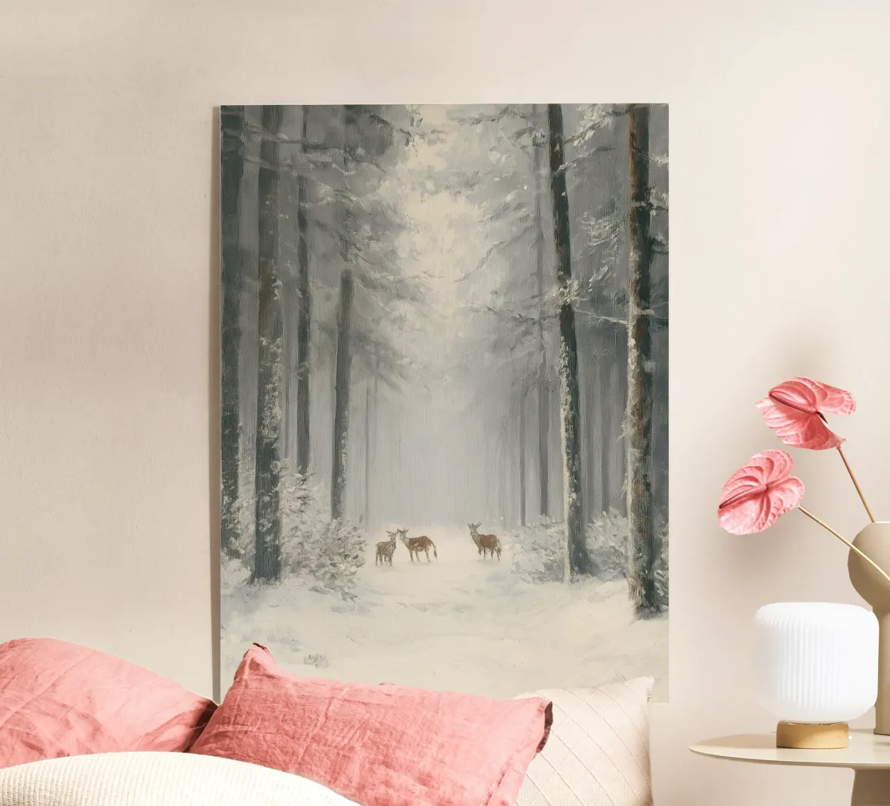 Foresta invernale con cervi nella neve plexiglass da Cozy Vibes