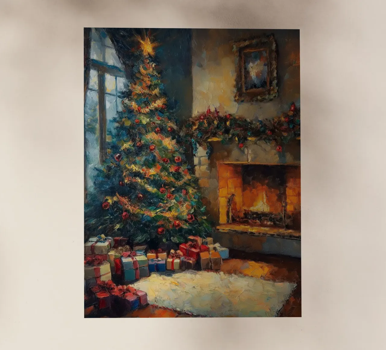 Caminetto natalizio con albero di Natale e regali pellicola backlit da Cozy Vibes