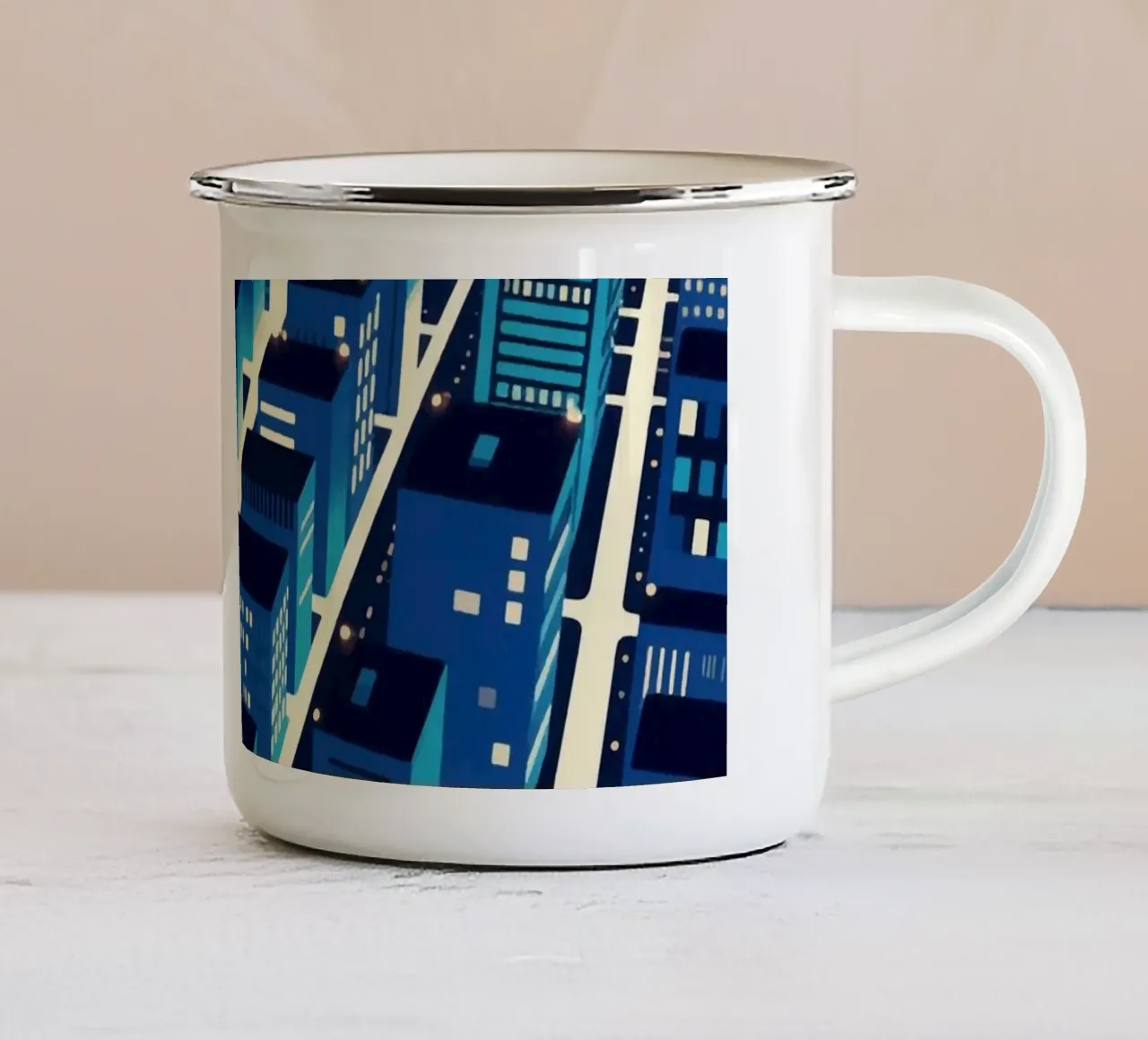 Notte urbana tazza in smalto da knowledge