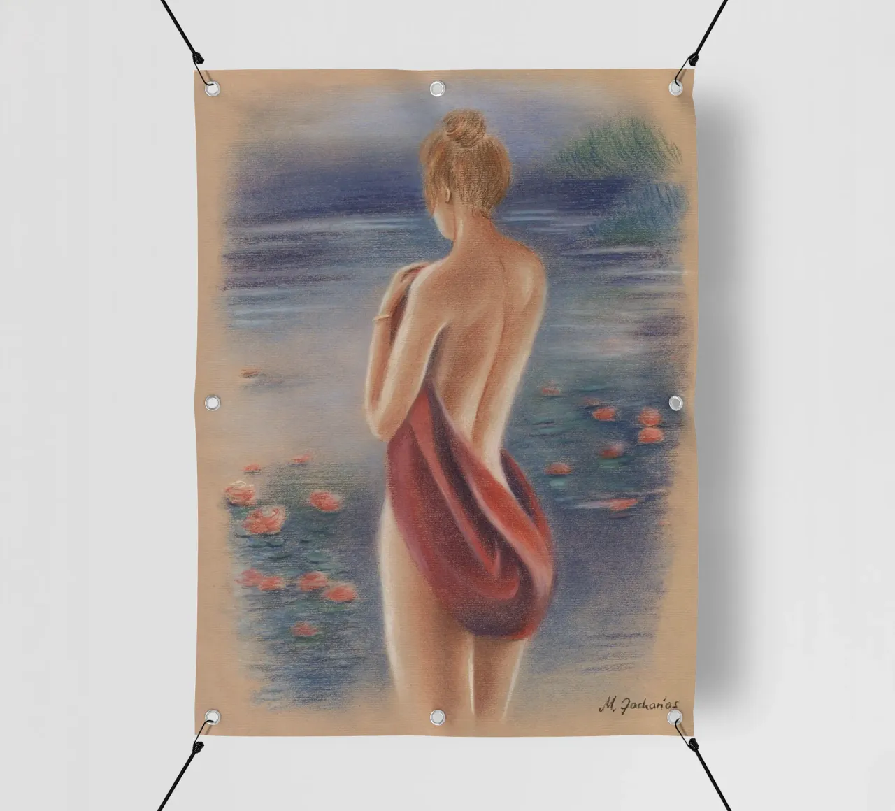 Nudo femminile sulla spiaggia telo in pvc da Oliver