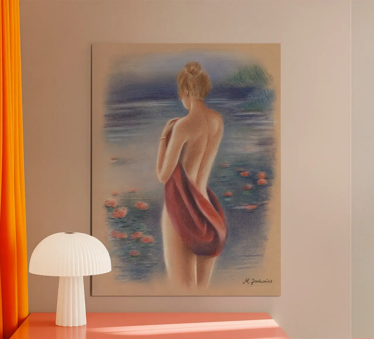 Nudo femminile sulla spiaggia carta hahnemühle da Oliver