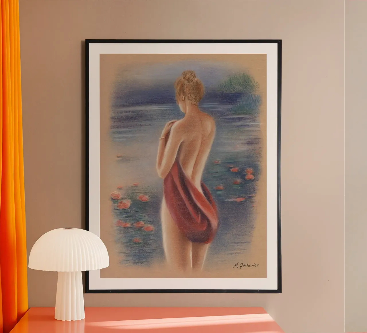 Nudo femminile sulla spiaggia carta hahnemühle da Oliver