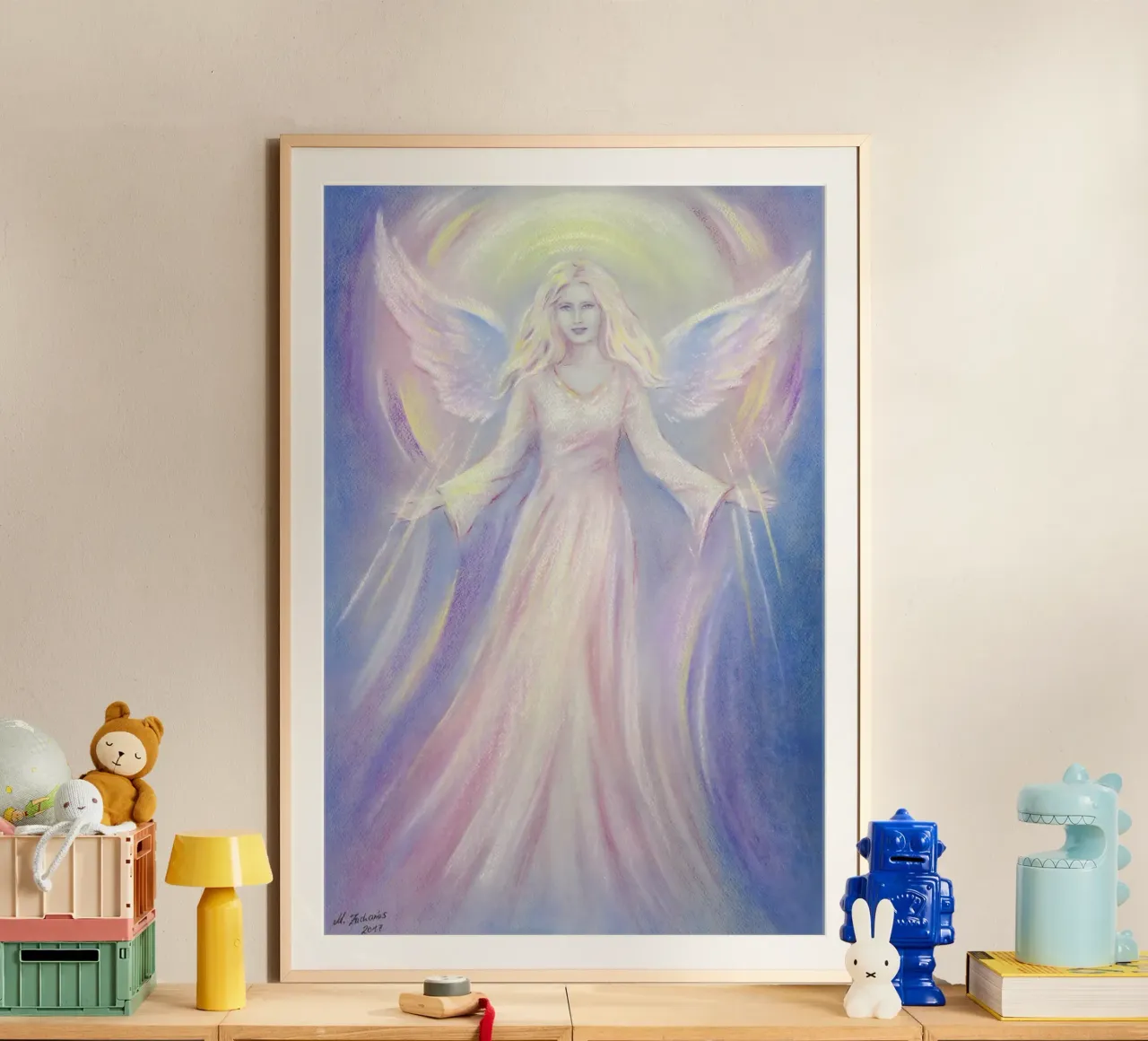 Licht und Liebe - Engelgemälde Hahnemühle von Oliver