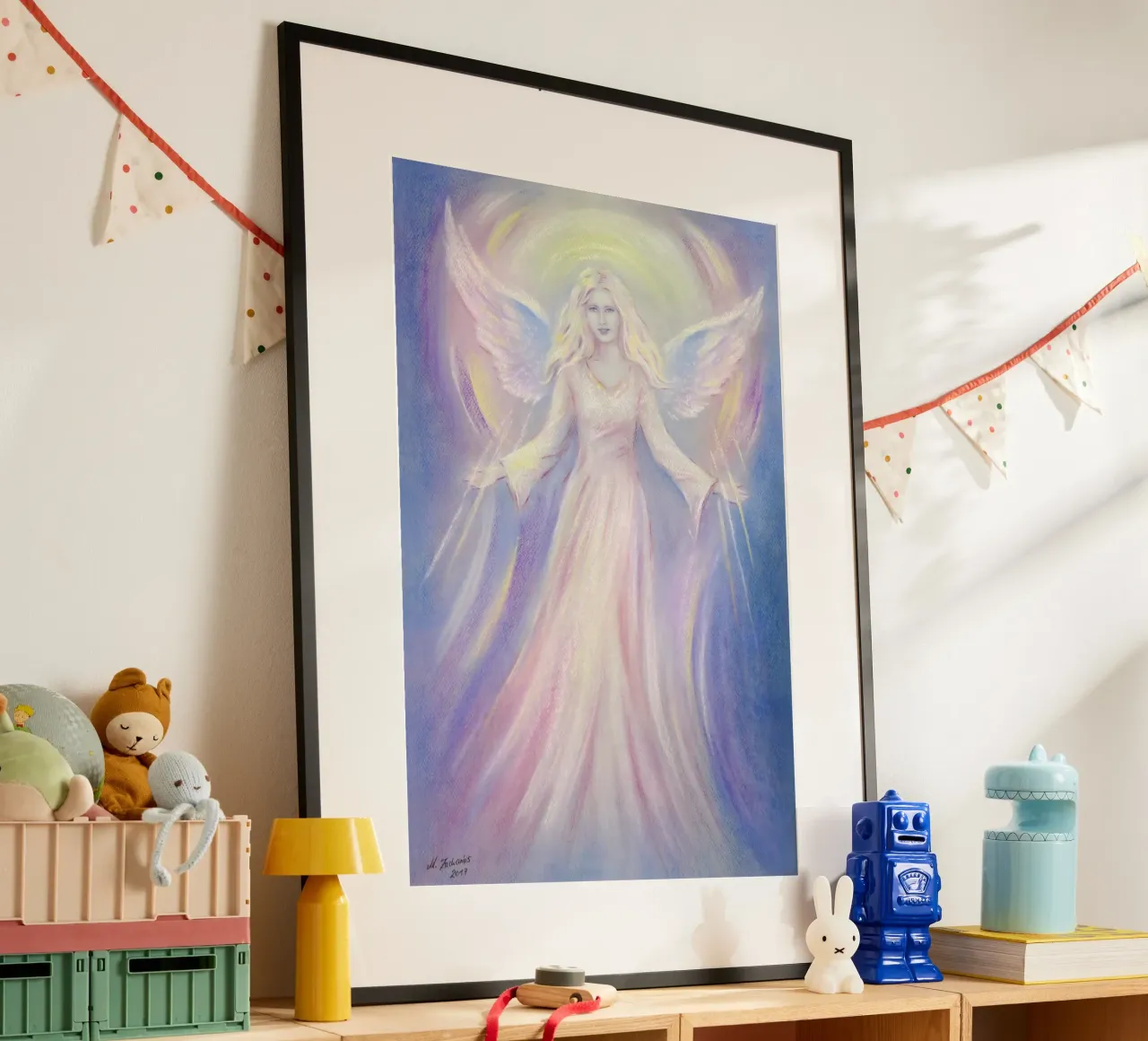 Licht und Liebe - Engelgemälde Hahnemühle von Oliver
