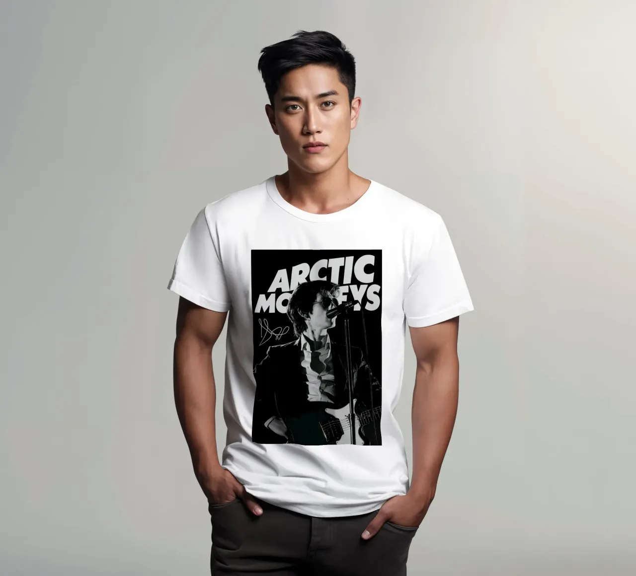 Vocalist Arctic Monkeys Black And White Alex Turner t-shirt da GleYYY