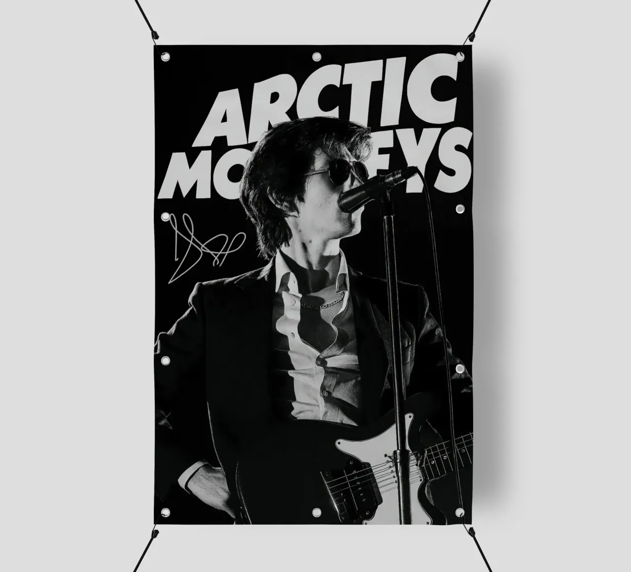 Vocalist Arctic Monkeys Black And White Alex Turner telo in pvc da GleYYY