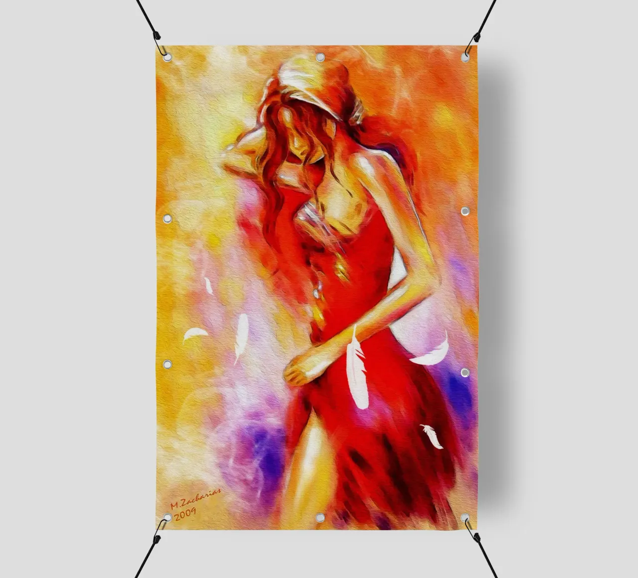 Donna in abito rosso telo in pvc da Oliver