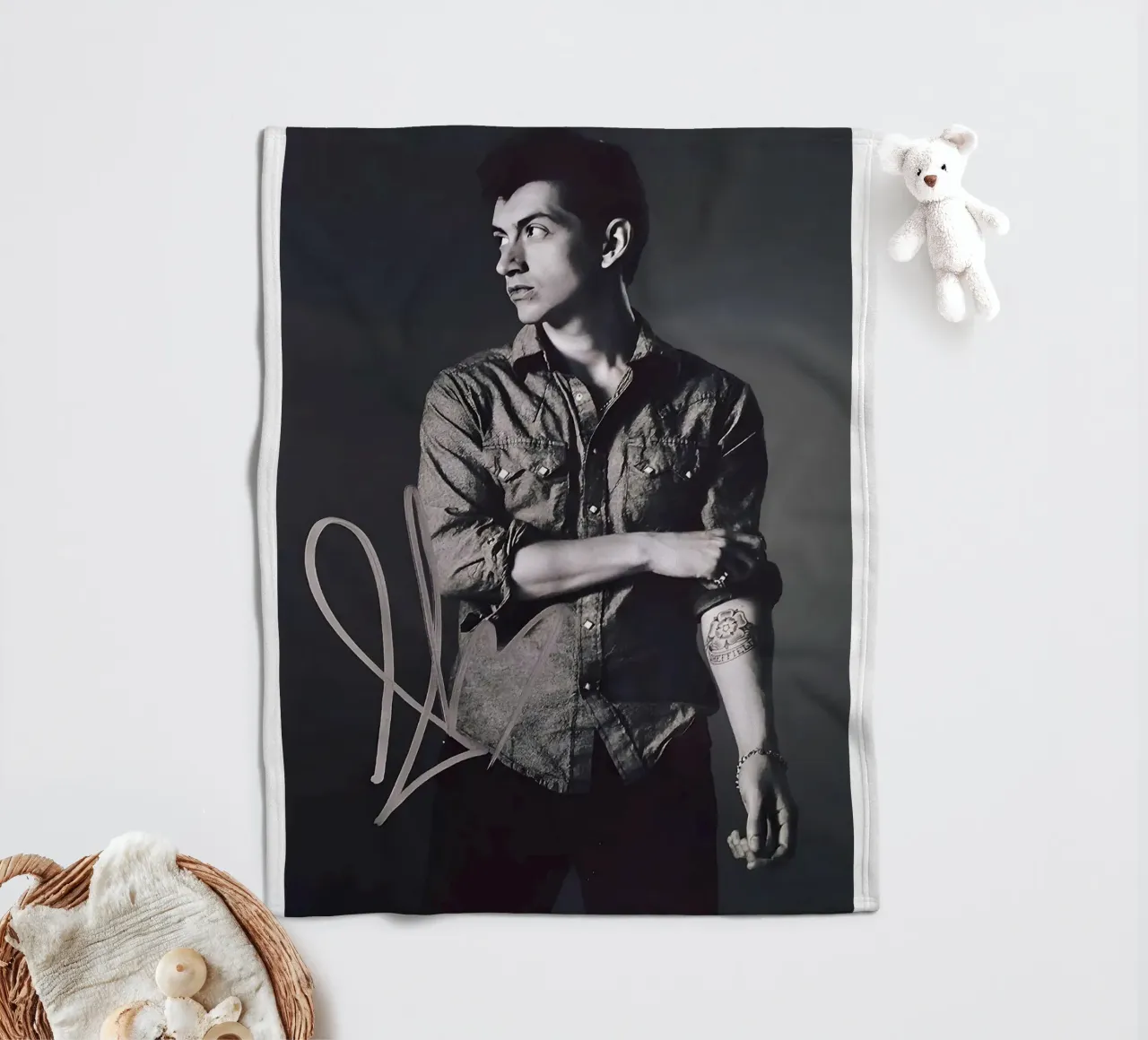Alex Turner Style Black And White Arctic Monkeys Vocalist coperta in pile da GleYYY