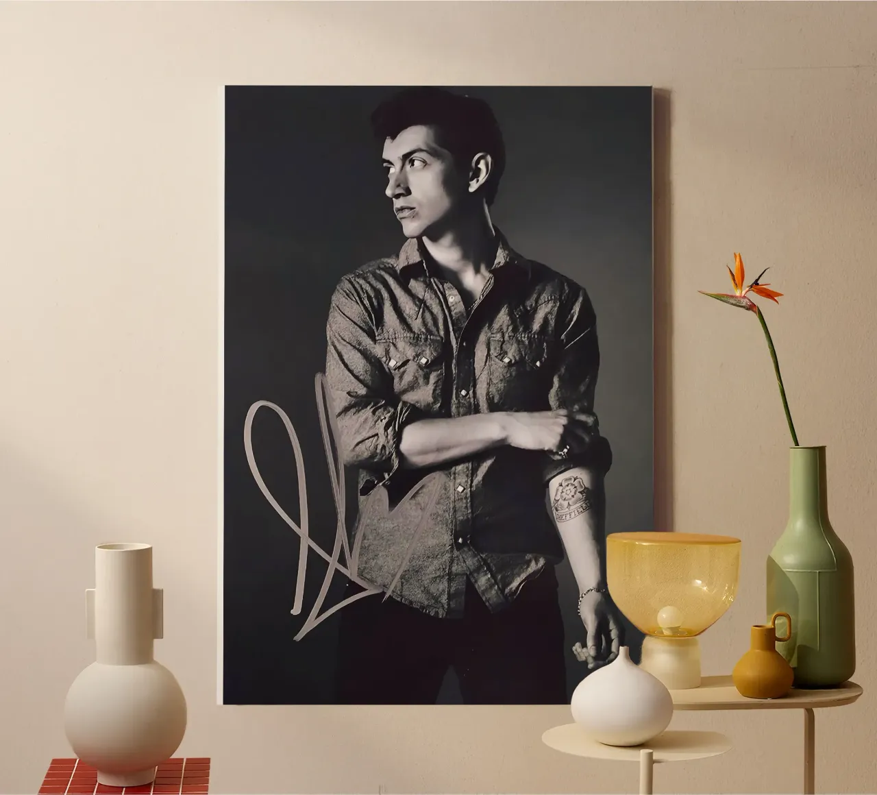 Alex Turner Style Black And White Arctic Monkeys Vocalist tela da GleYYY