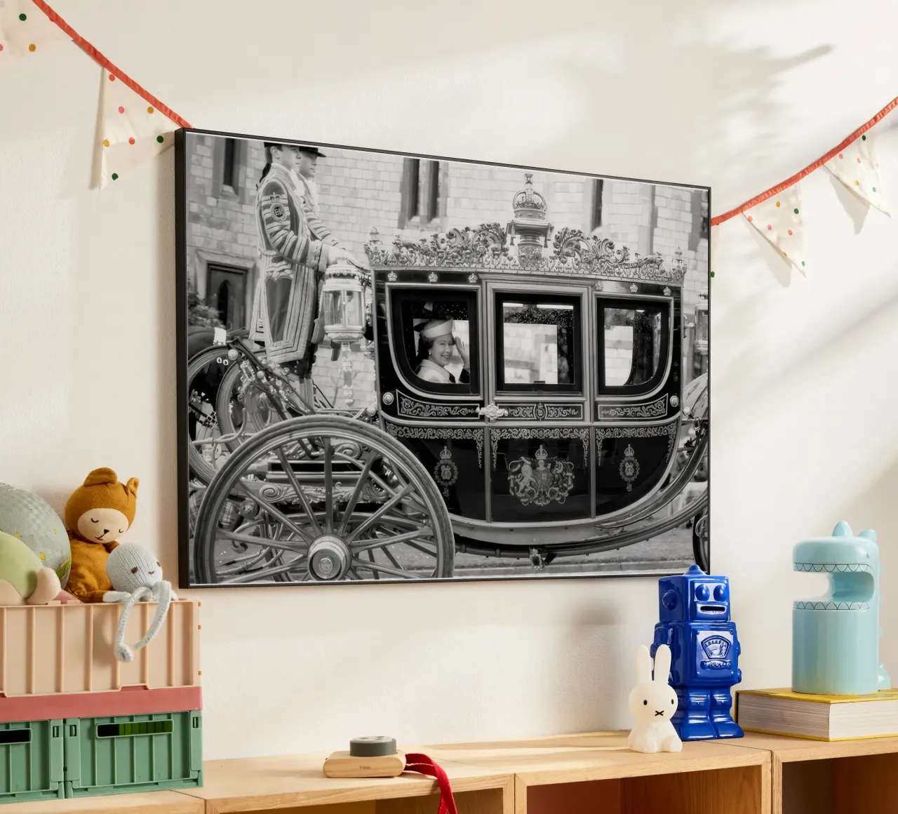 Isabel II saluda desde el carruaje de la coronación en Windsor aluminio dibond de blacsteel