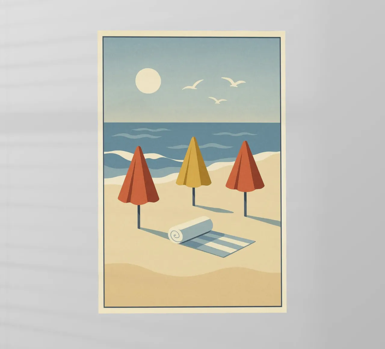 Poster vintage sulla spiaggia - Poster retrò sul sole e sul mare pellicola backlit da JETLAG | affiches voyage