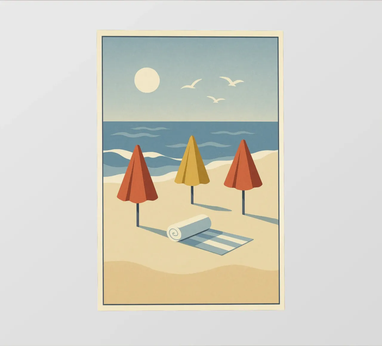 Poster vintage sulla spiaggia - Poster retrò sul sole e sul mare pellicola backlit da JETLAG | affiches voyage