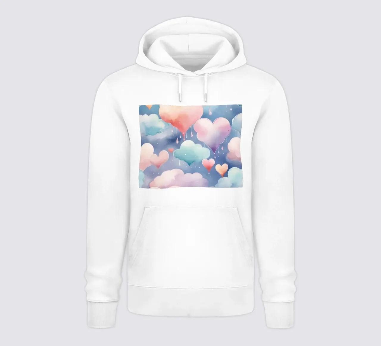 Cuore e nuvola acquerello pastello felpa con cappuccio da DesignDoodle