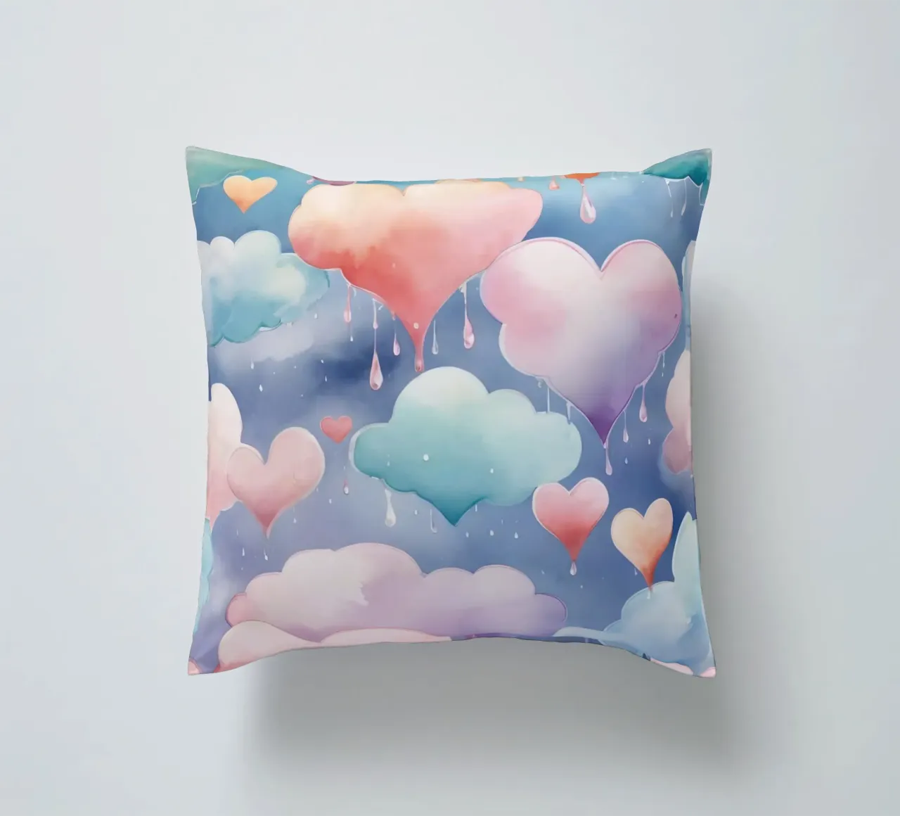 Cuore e nuvola acquerello pastello cuscino da DesignDoodle