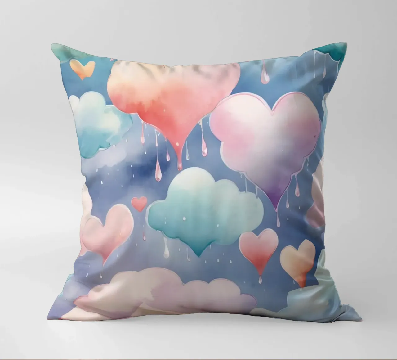 Cuore e nuvola acquerello pastello cuscino da DesignDoodle