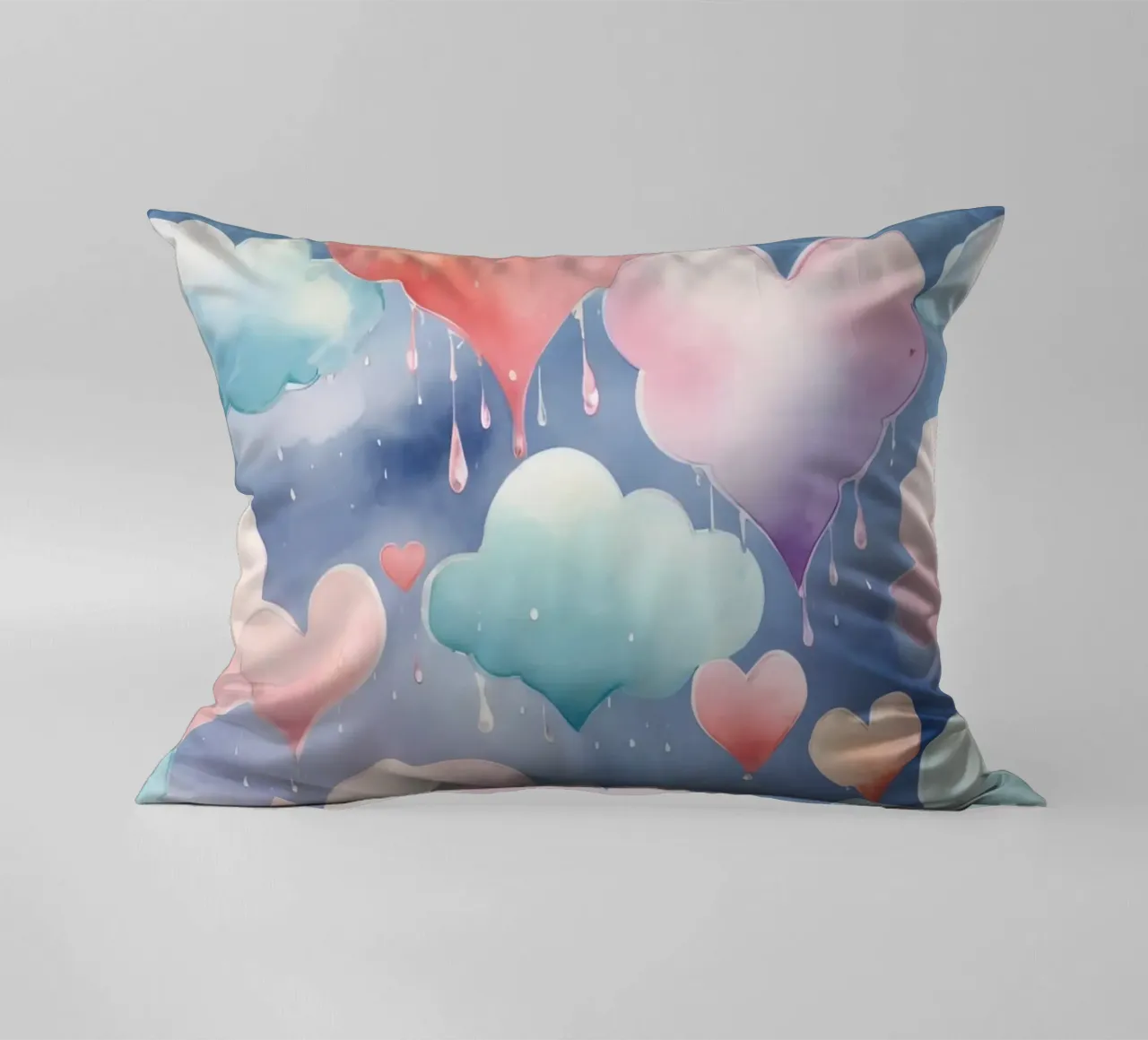 Cuore e nuvola acquerello pastello cuscino da DesignDoodle