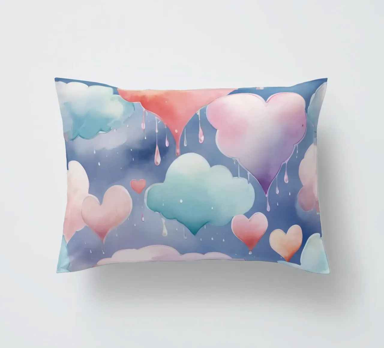 Cuore e nuvola acquerello pastello cuscino da DesignDoodle