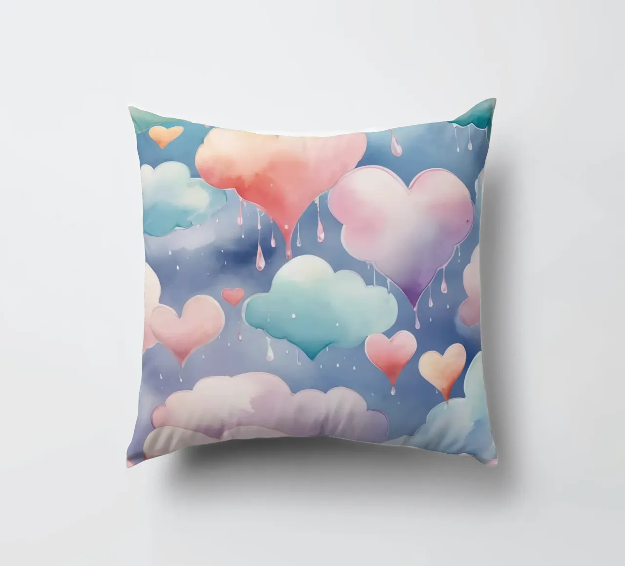 Cuore e nuvola acquerello pastello cuscino da DesignDoodle
