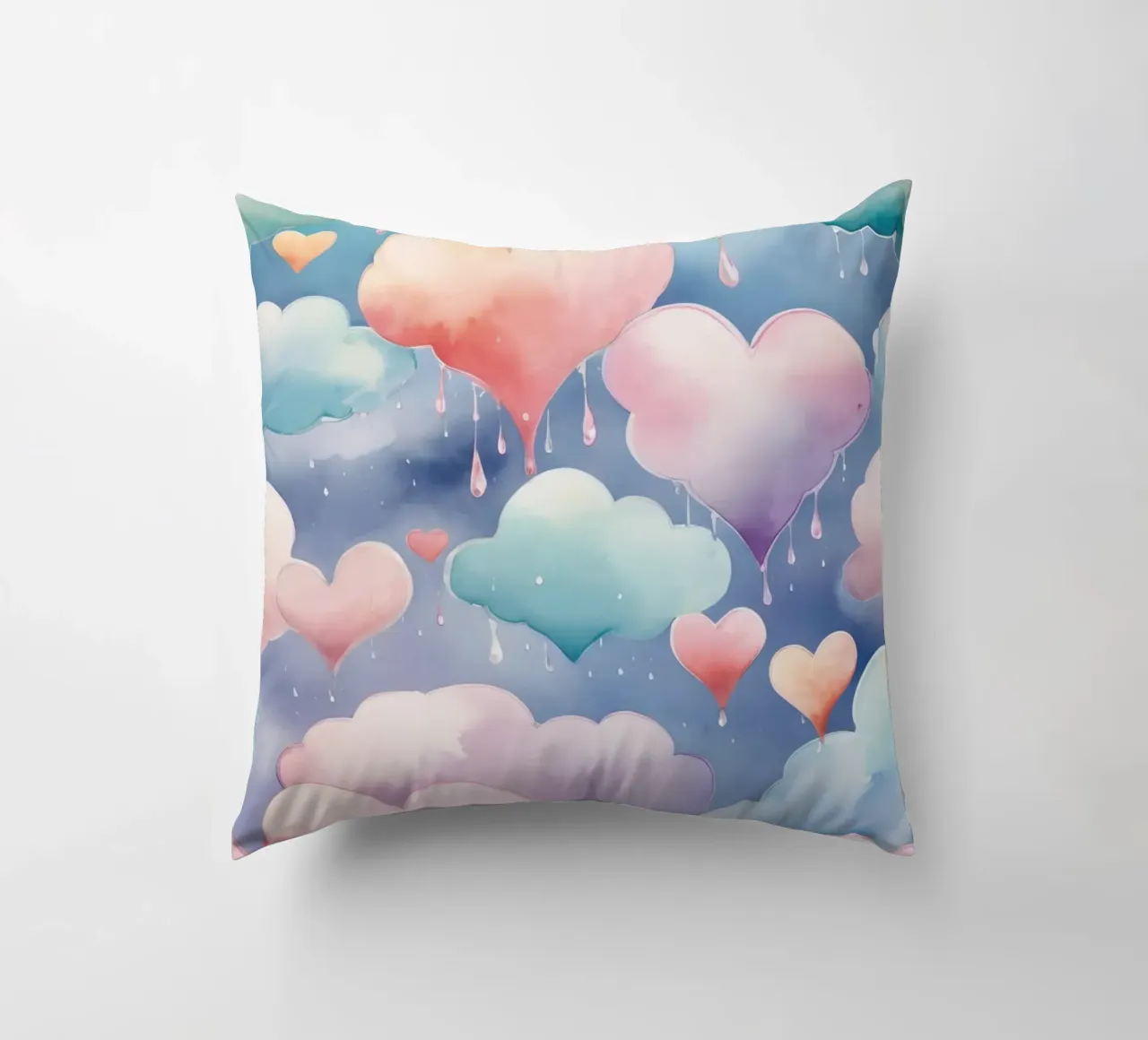 Cuore e nuvola acquerello pastello cuscino da DesignDoodle