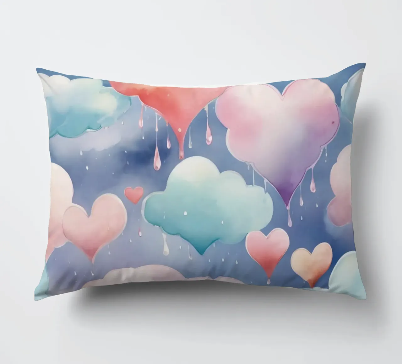 Cuore e nuvola acquerello pastello cuscino da DesignDoodle