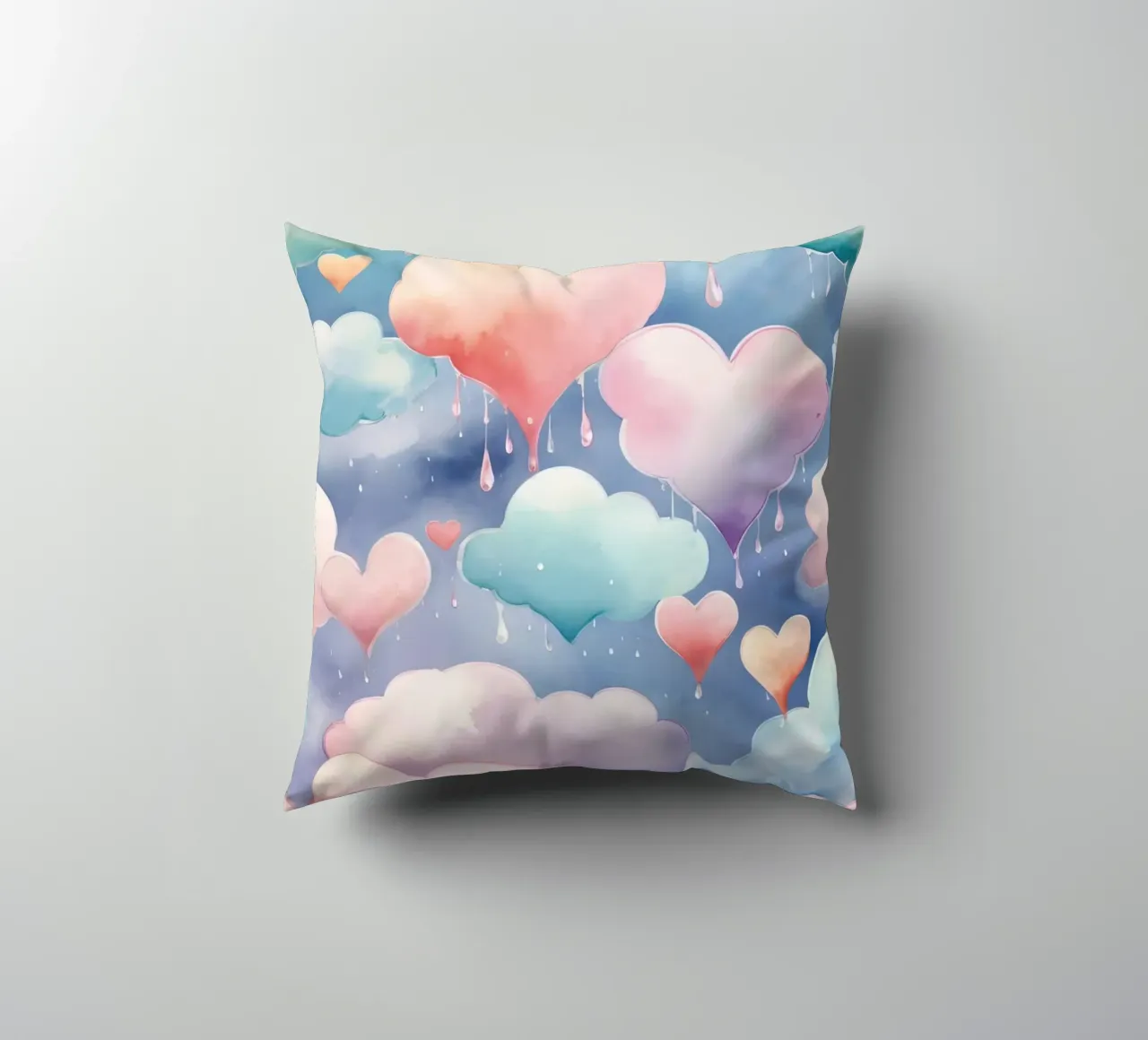 Cuore e nuvola acquerello pastello cuscino da DesignDoodle