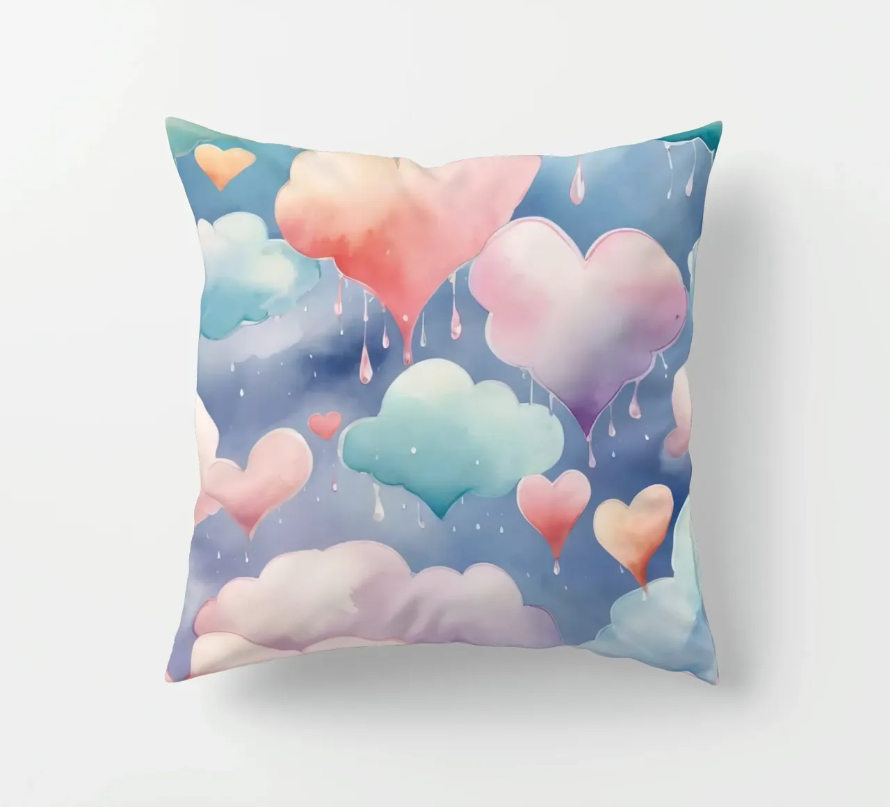 Cuore e nuvola acquerello pastello cuscino da DesignDoodle