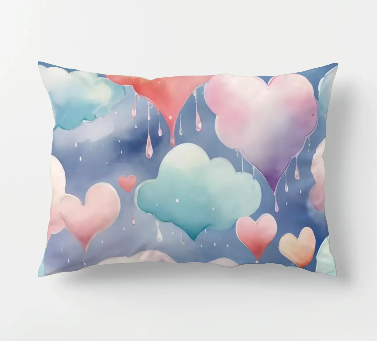 Cuore e nuvola acquerello pastello cuscino da DesignDoodle
