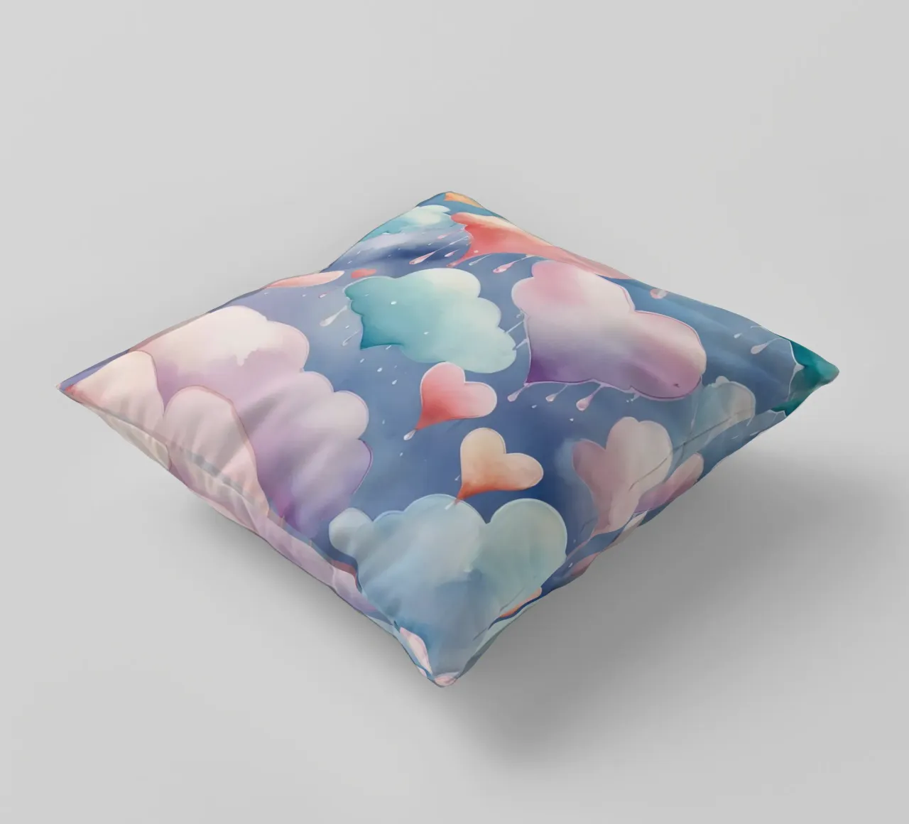 Cuore e nuvola acquerello pastello cuscino da DesignDoodle