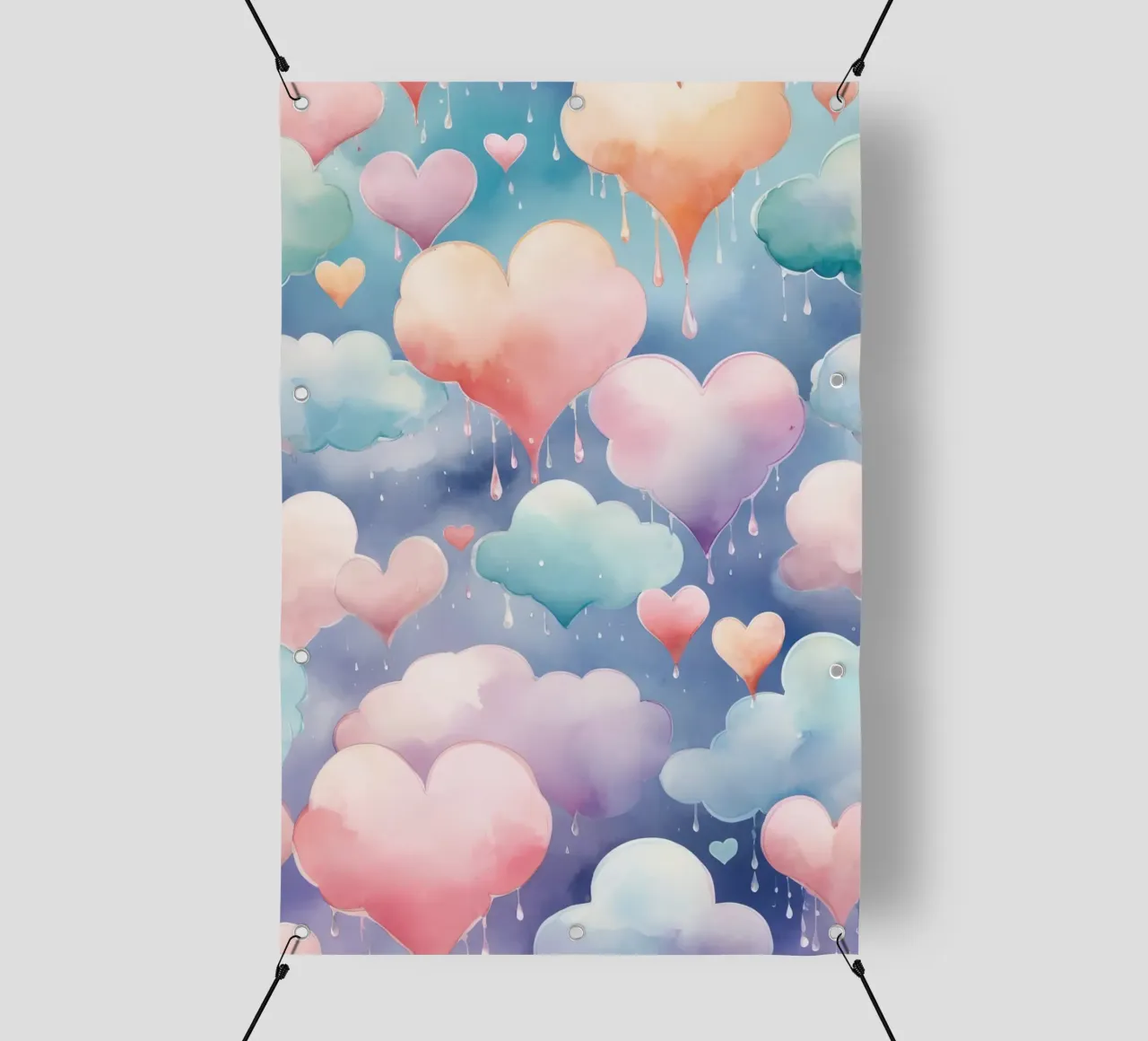 Cuore e nuvola acquerello pastello telo in pvc da DesignDoodle