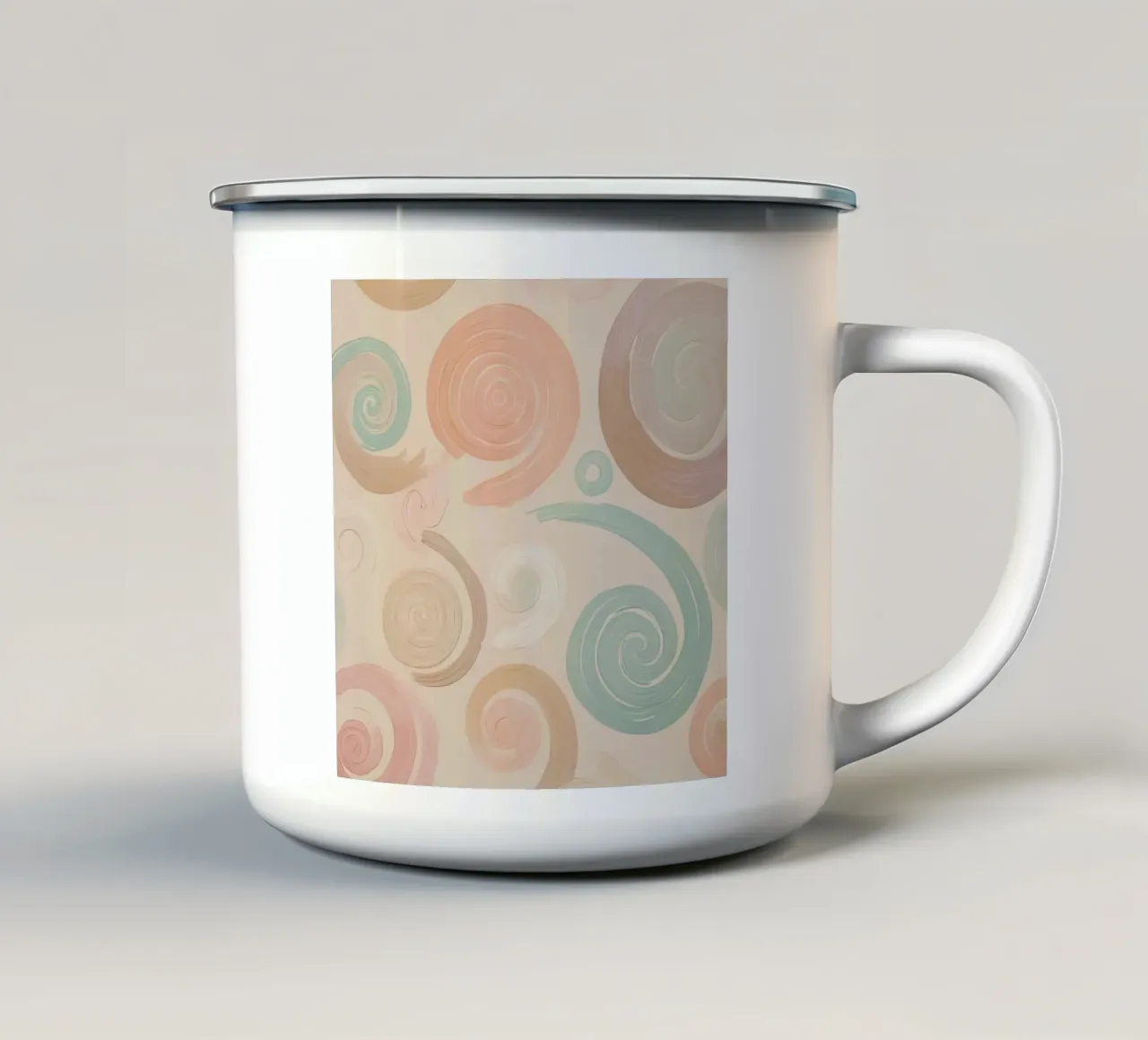 Pastel Spiral and Brushstroke Pattern enamel mug by DesignDoodle