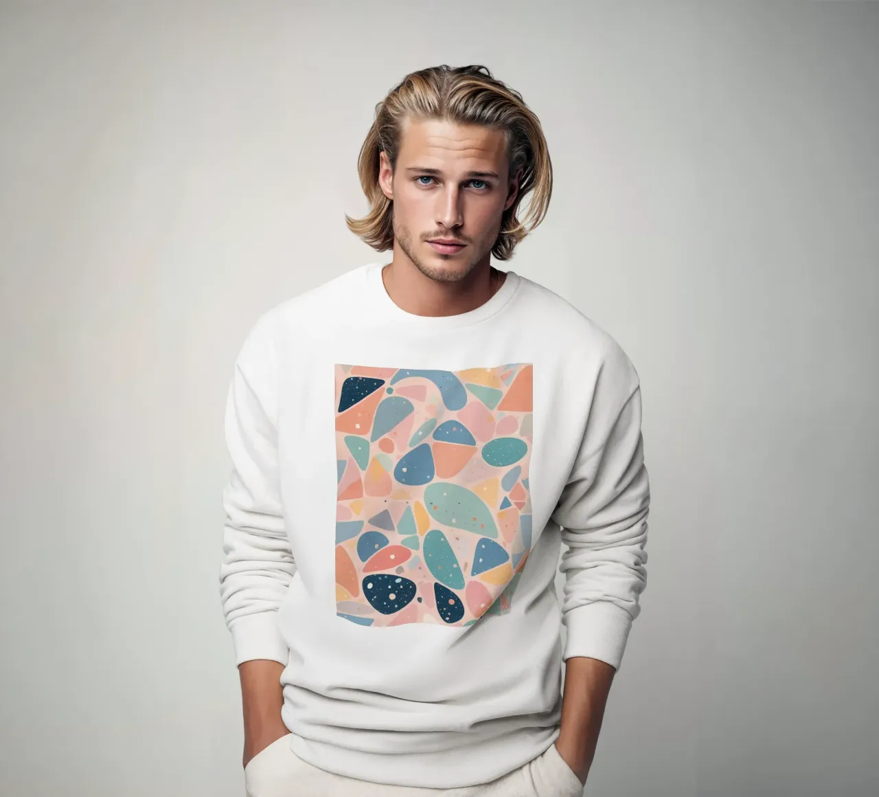 Abstract pastel terrazzopatroon sweatshirt van DesignDoodle