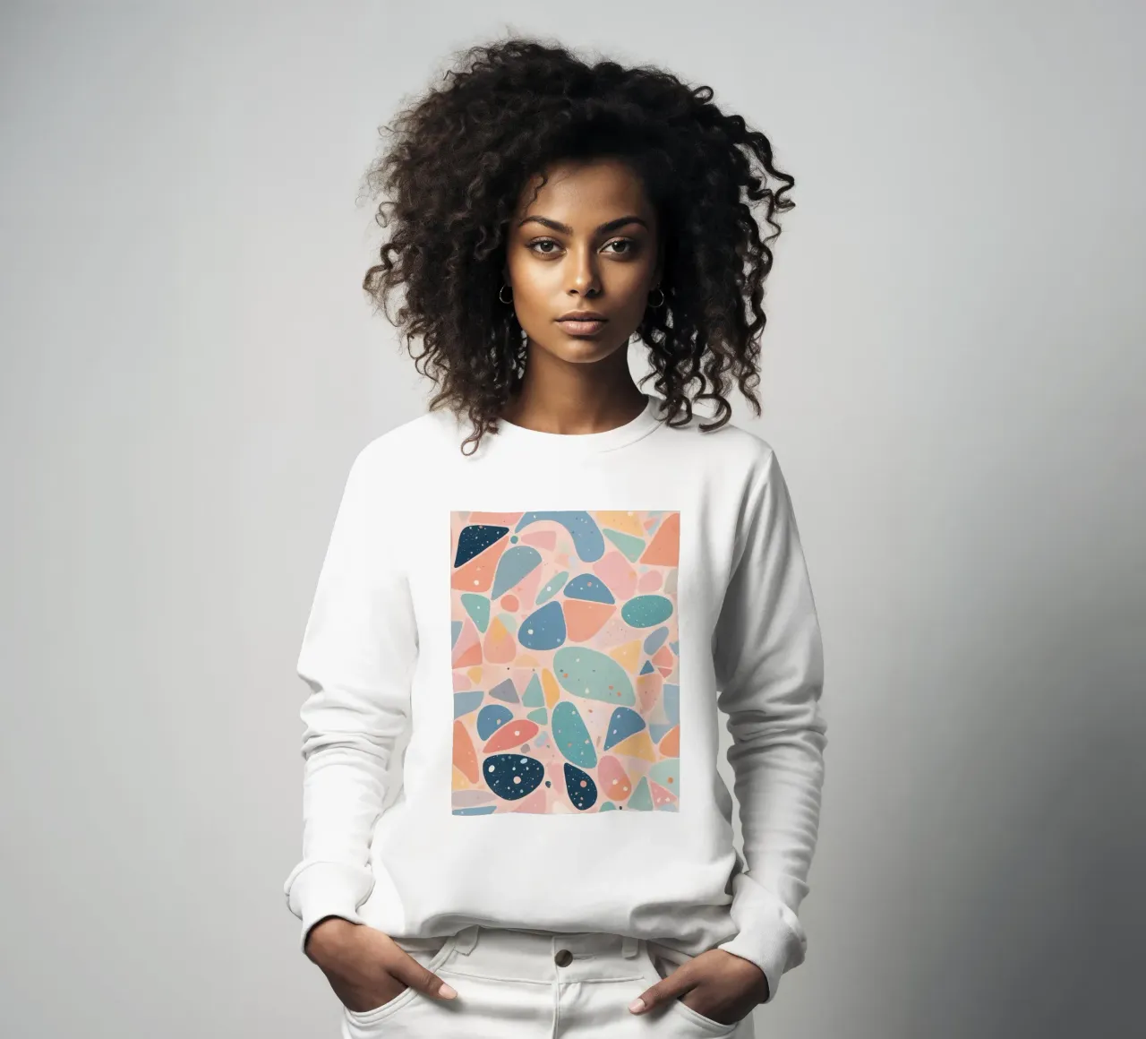 Abstract pastel terrazzopatroon sweatshirt van DesignDoodle