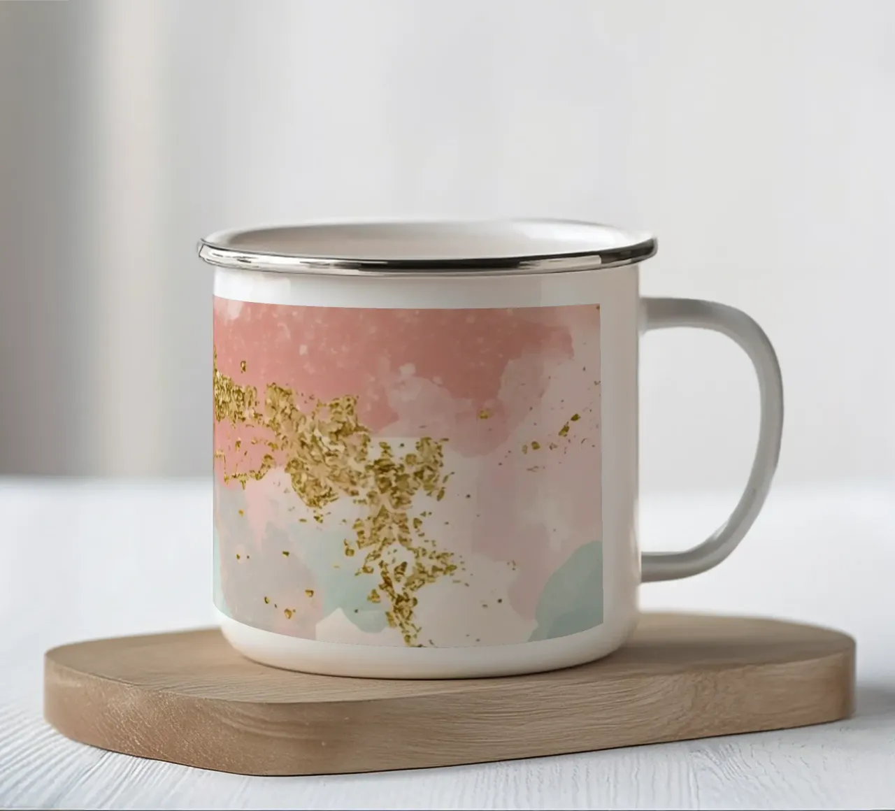 Modello acquerello pastello e glitter oro tazza in smalto da DesignDoodle