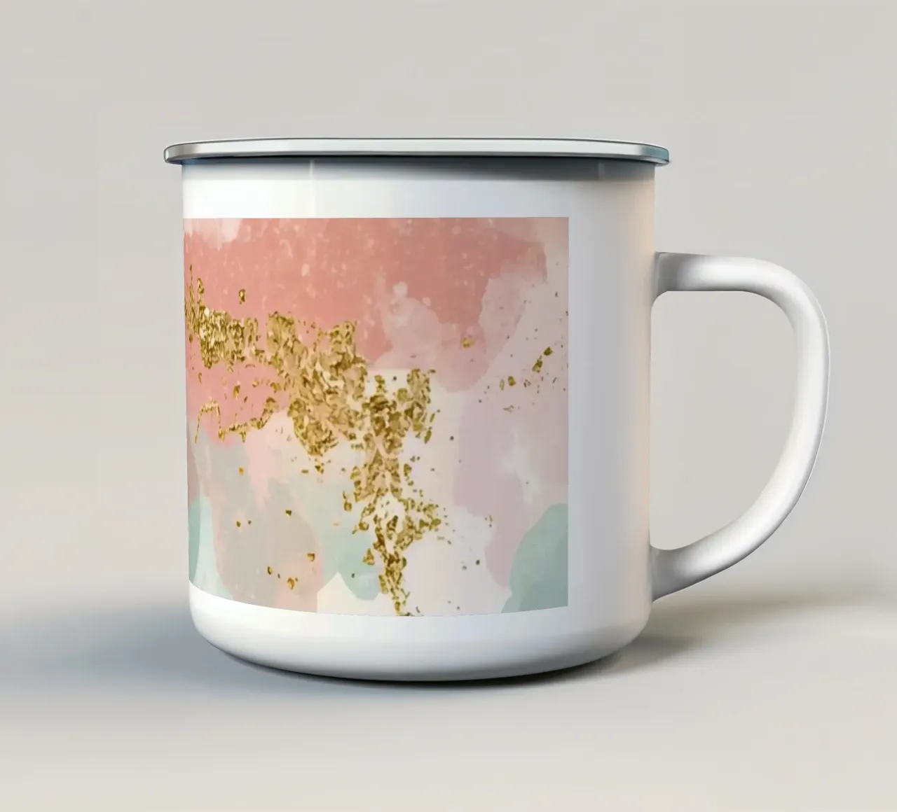 Modello acquerello pastello e glitter oro tazza in smalto da DesignDoodle