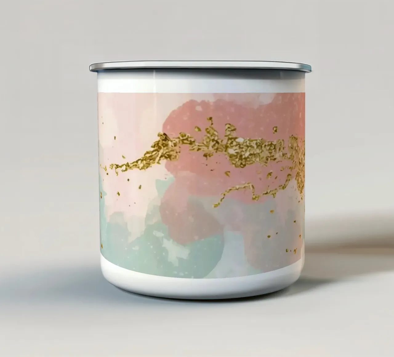 Modello acquerello pastello e glitter oro tazza in smalto da DesignDoodle