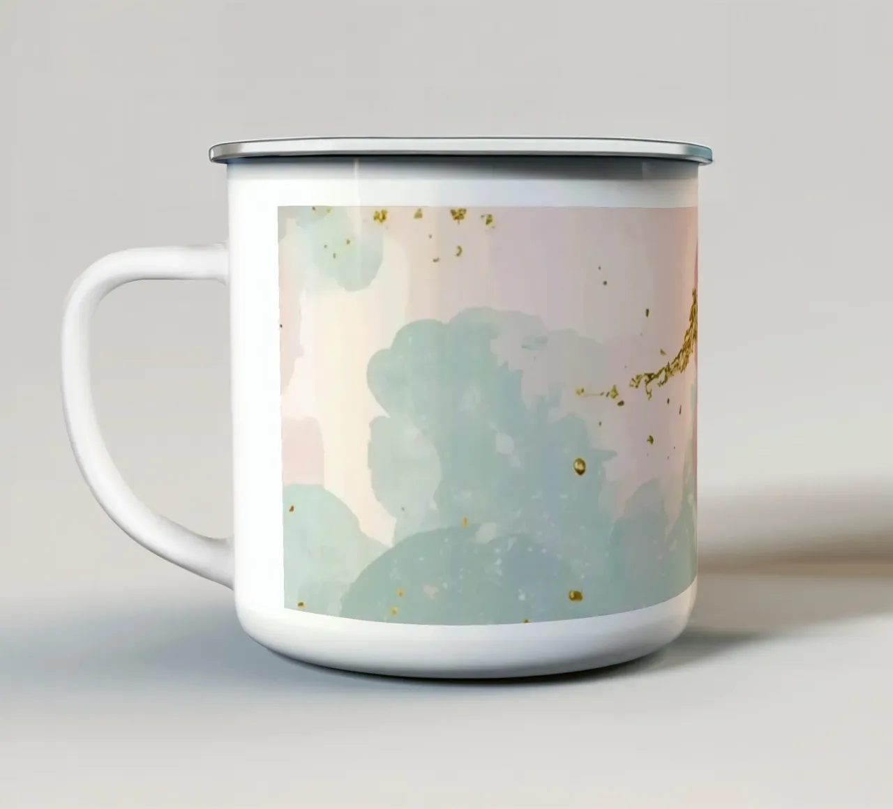 Modello acquerello pastello e glitter oro tazza in smalto da DesignDoodle