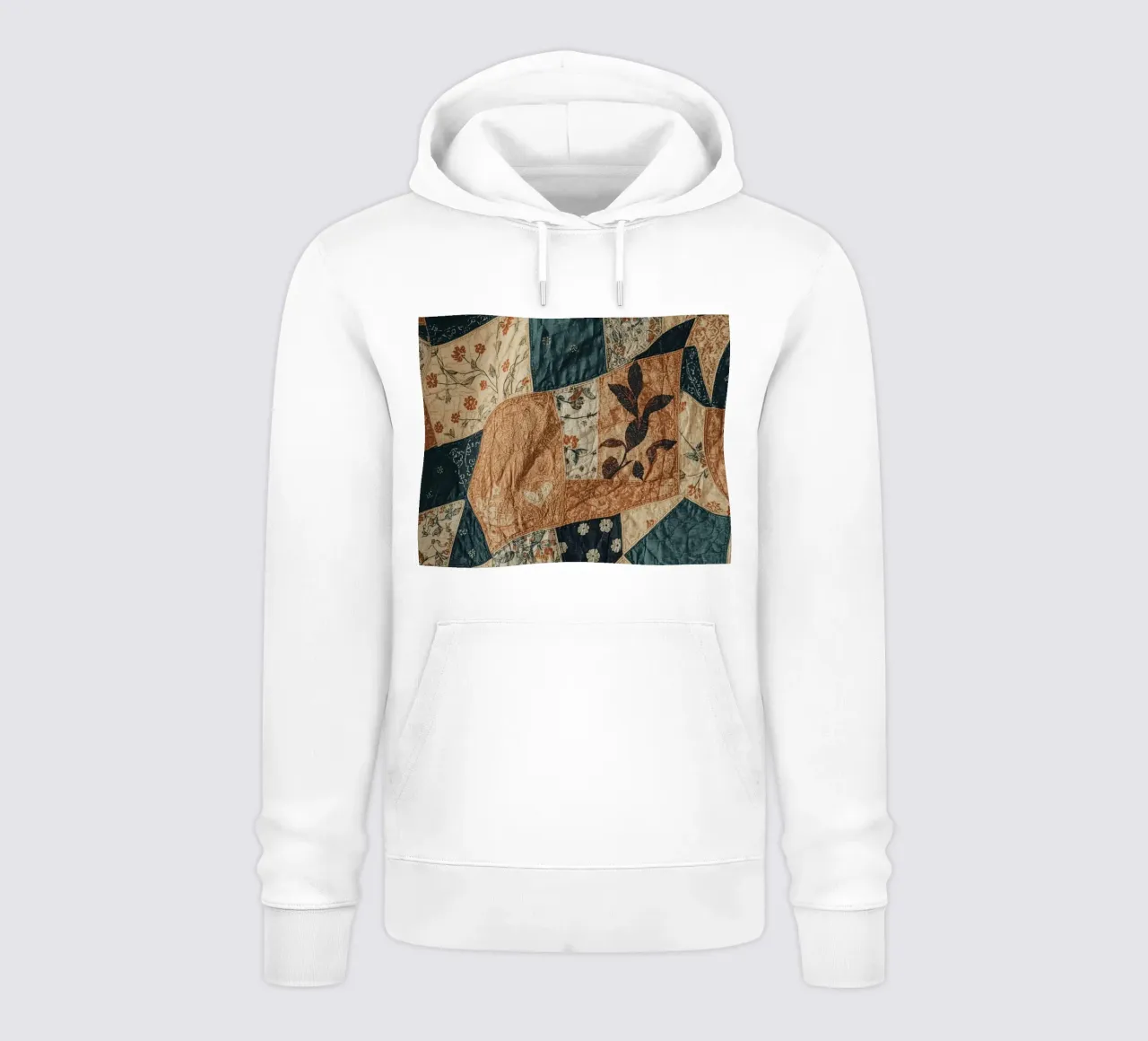 Trapunta patchwork con motivi floreali e astratti felpa con cappuccio da DesignDoodle