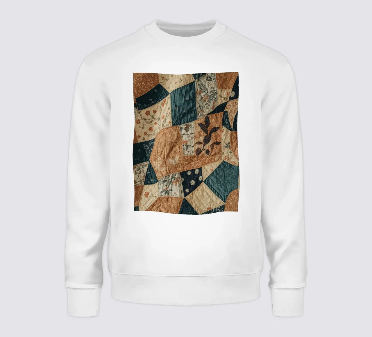 Patchwork Quilt with Floral and Abstract Patterns sweatshirt by DesignDoodle