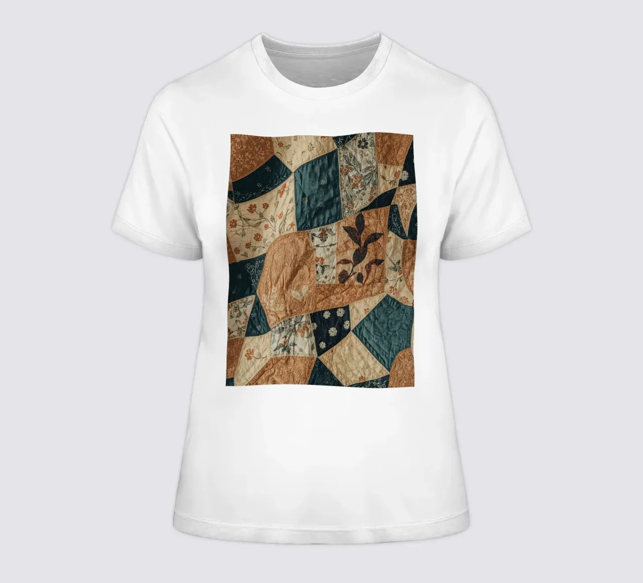 Trapunta patchwork con motivi floreali e astratti t-shirt da donna da DesignDoodle
