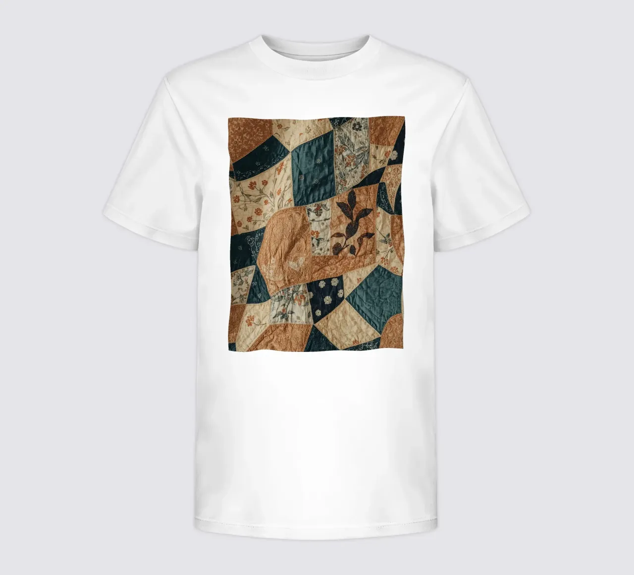 Patchwork Quilt with Floral and Abstract Patterns kids t-shirt by DesignDoodle