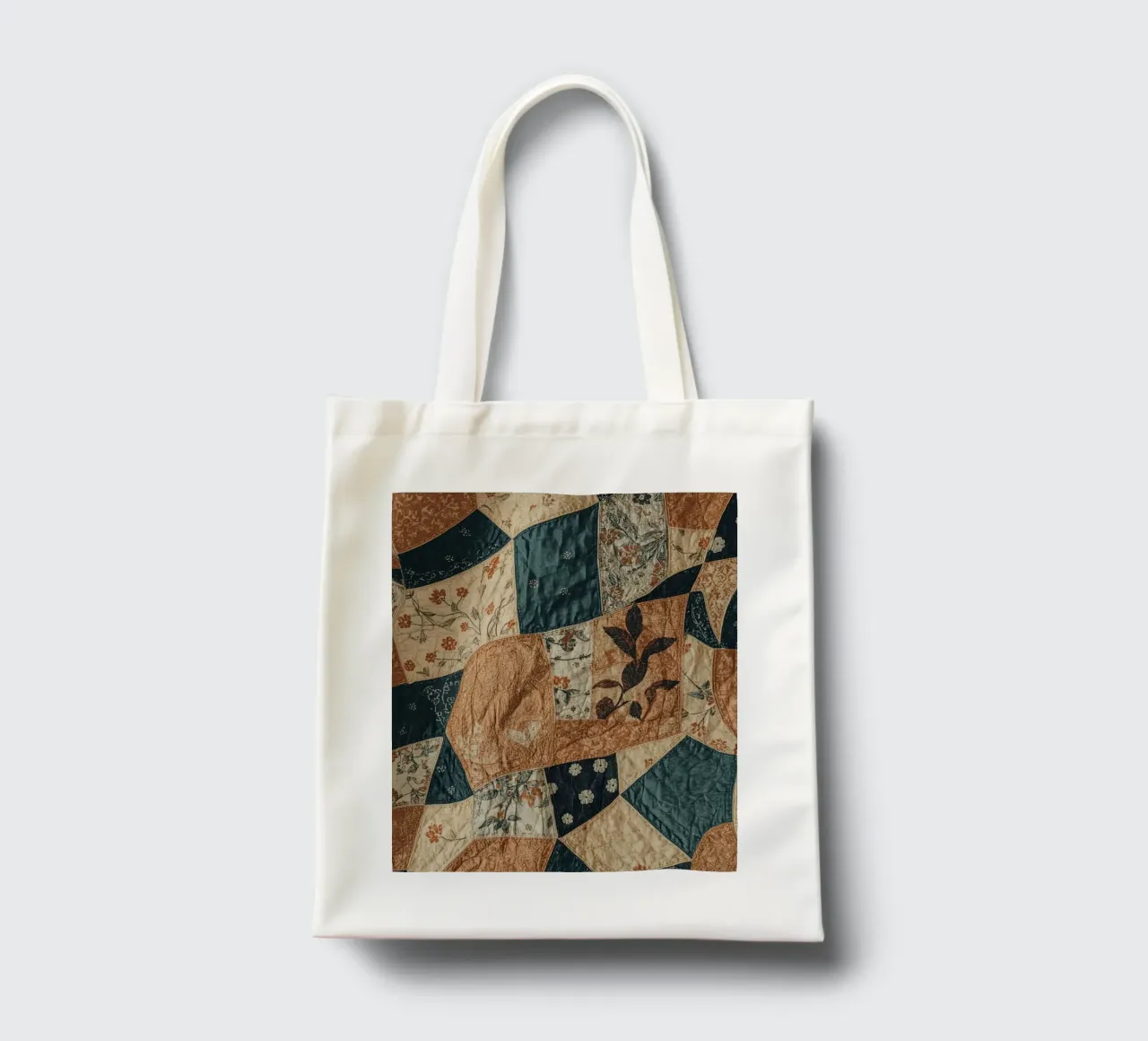 Patchwork Quilt with Floral and Abstract Patterns tote bag by DesignDoodle