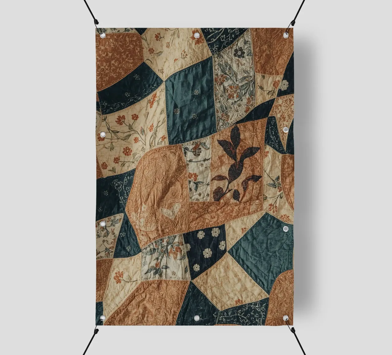 Patchwork Quilt with Floral and Abstract Patterns pvc cover by DesignDoodle