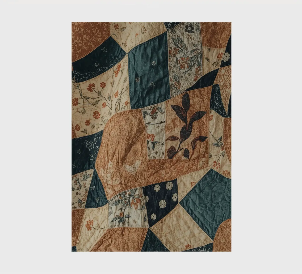 Patchwork Quilt with Floral and Abstract Patterns notebook by DesignDoodle