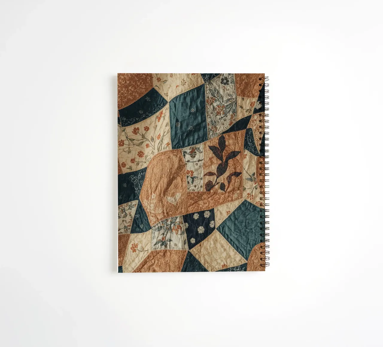 Patchwork Quilt with Floral and Abstract Patterns spiral notebook by DesignDoodle