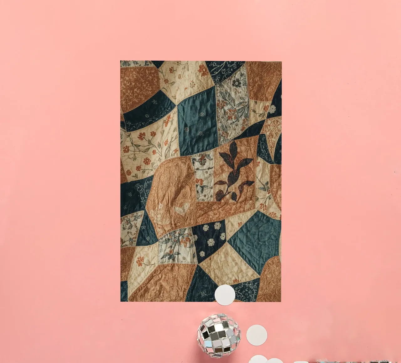Patchwork quilt met bloem- en abstracte patronen sticker van DesignDoodle