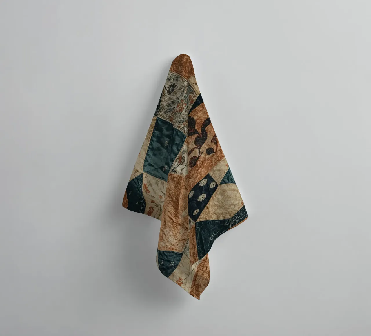 Patchwork Quilt with Floral and Abstract Patterns towel by DesignDoodle