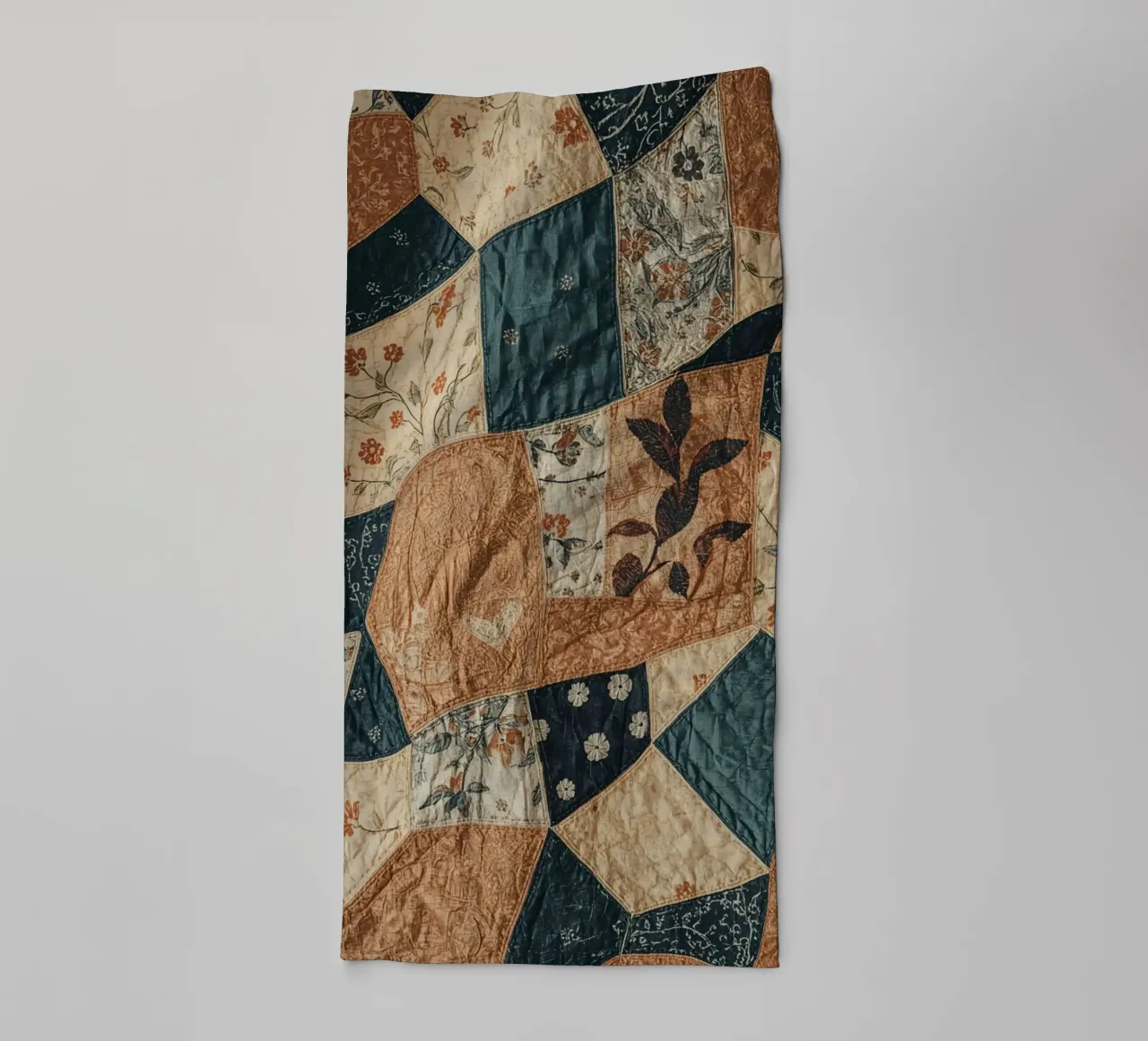 Patchwork Quilt with Floral and Abstract Patterns towel by DesignDoodle