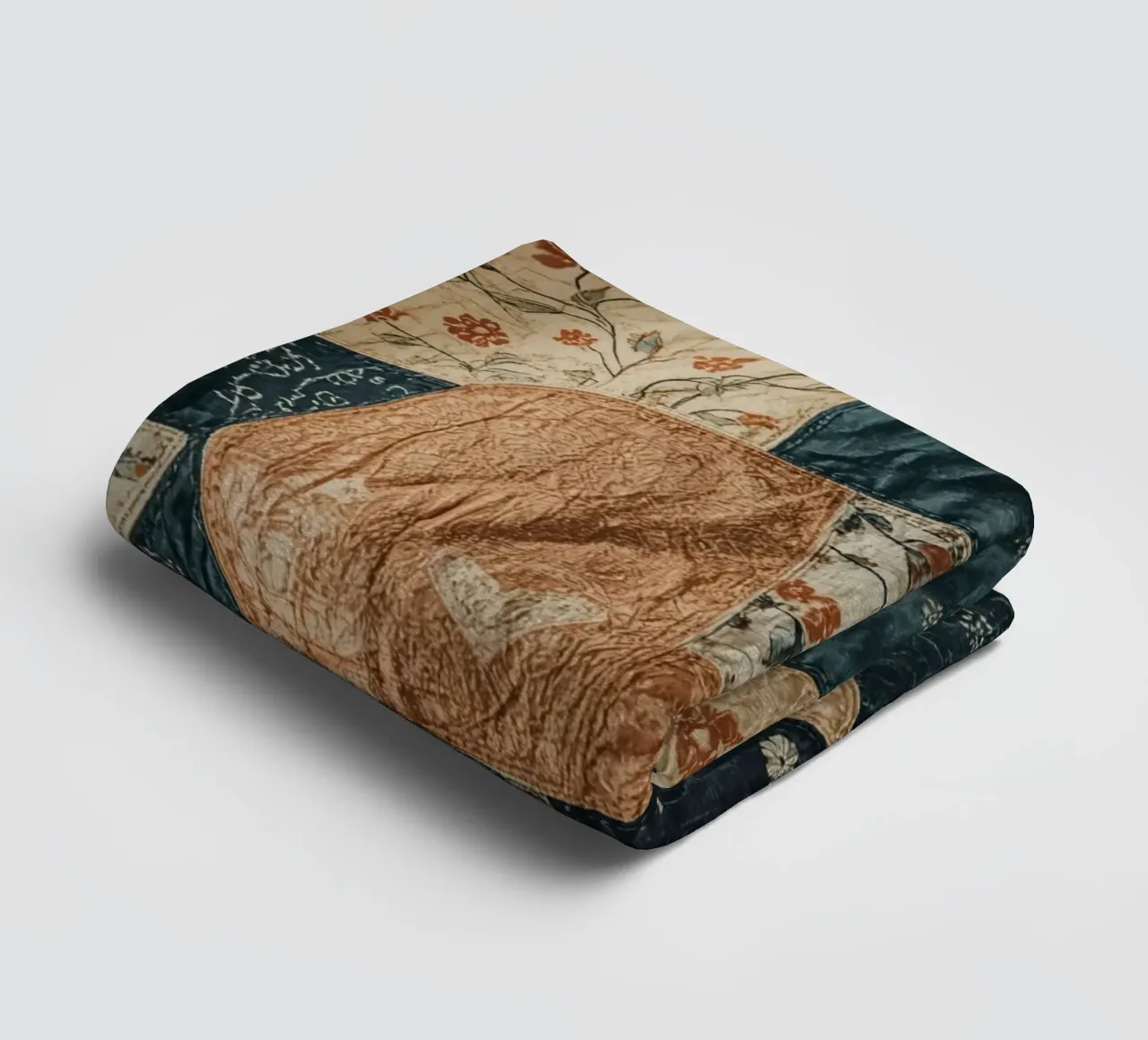 Patchwork Quilt with Floral and Abstract Patterns towel by DesignDoodle